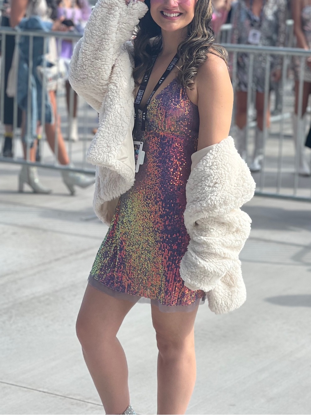 Free People Lilac Iridescent Sequin Mini Dress in Multicolor